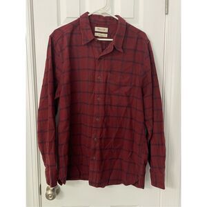 Madewell Women’s Perfect Fit Button-Up Plaid Shirt Red Navy Size L